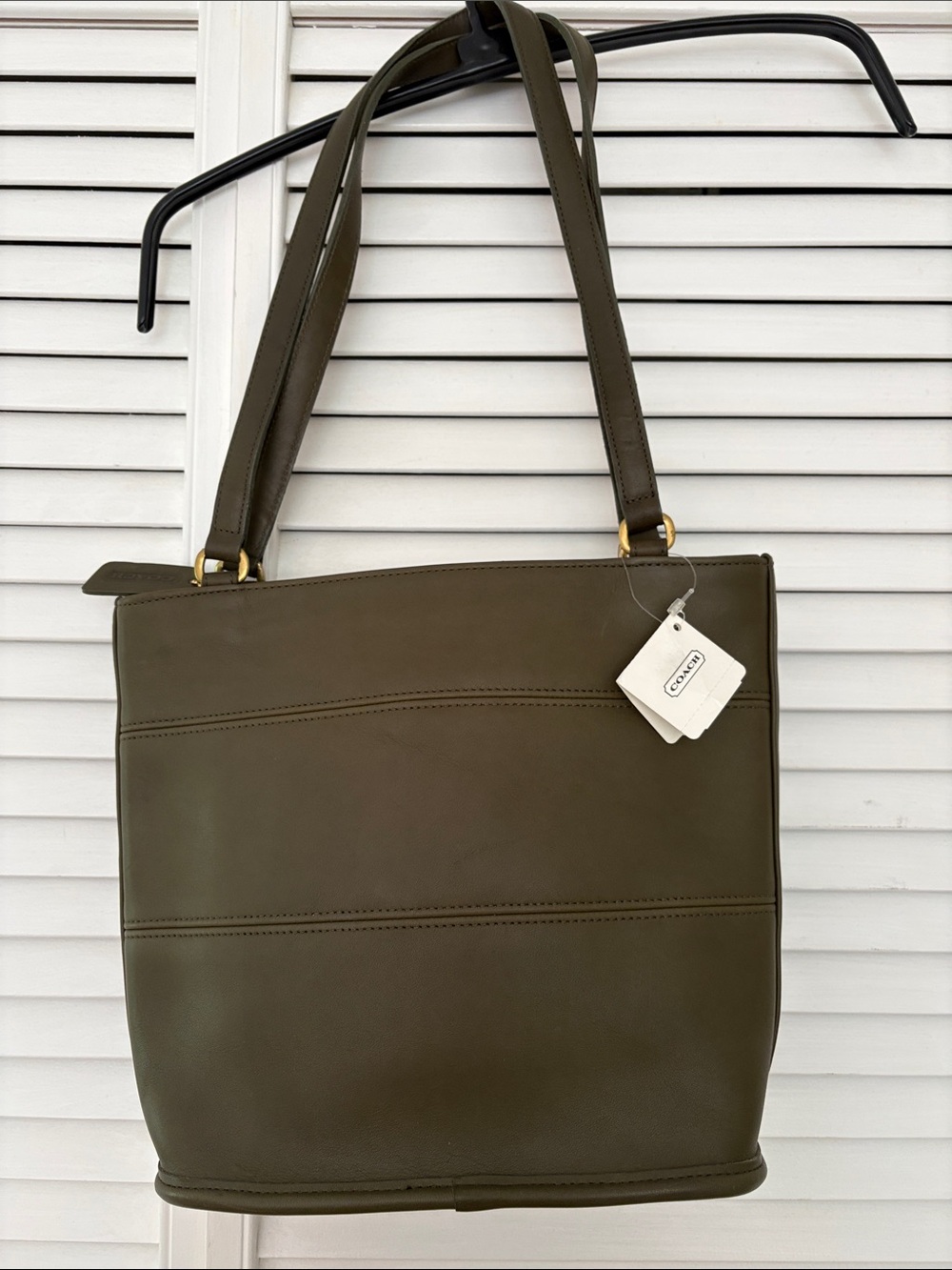 Coach Leather Olive Green Double-Strap Shoulder Bag - Picture 2 of 2